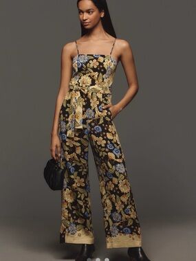 FARM Rio x Anthropologie Square- Neck Floral Jumpsuit